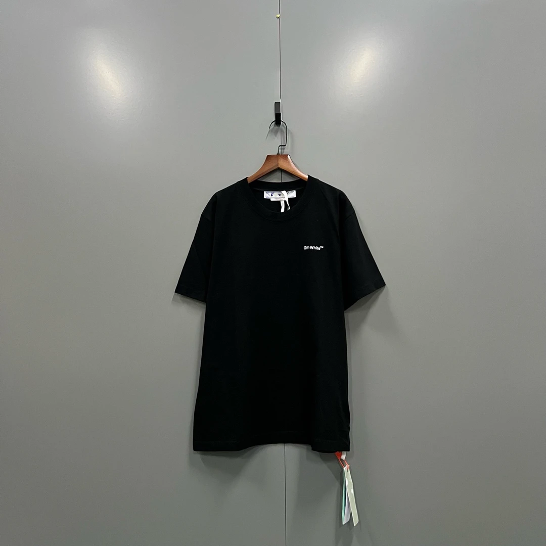 95新 OFF-WHITE （cc1）黑色涂鸦条纹logo短袖 S码/007285