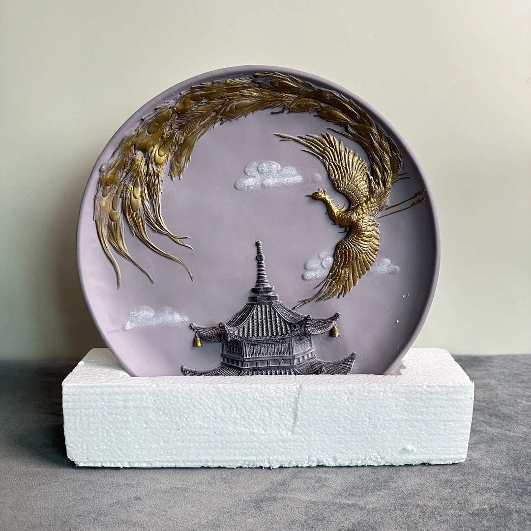 桌面装饰立体画陶瓷盘子