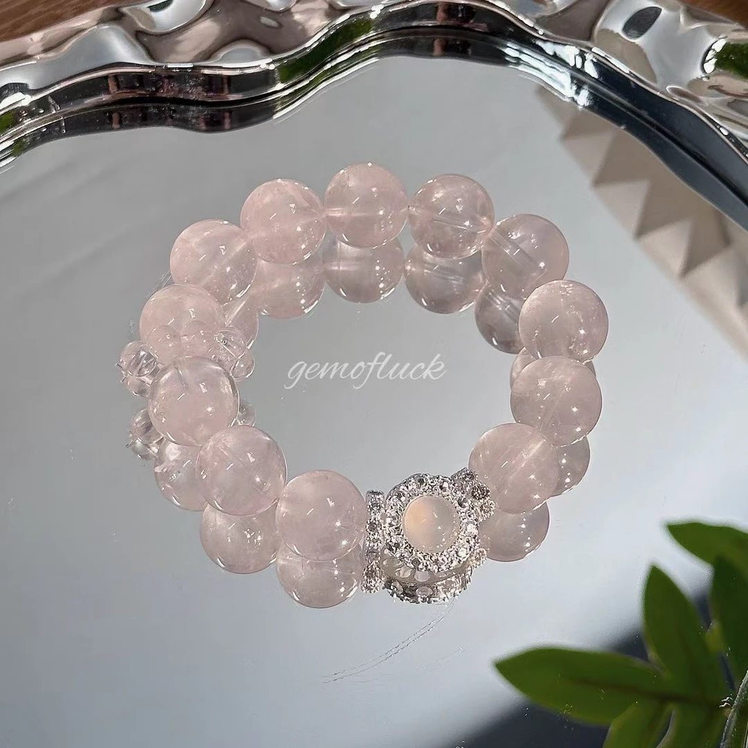 xy348-星光魔盒莫粉粉晶跑环天然水晶手串