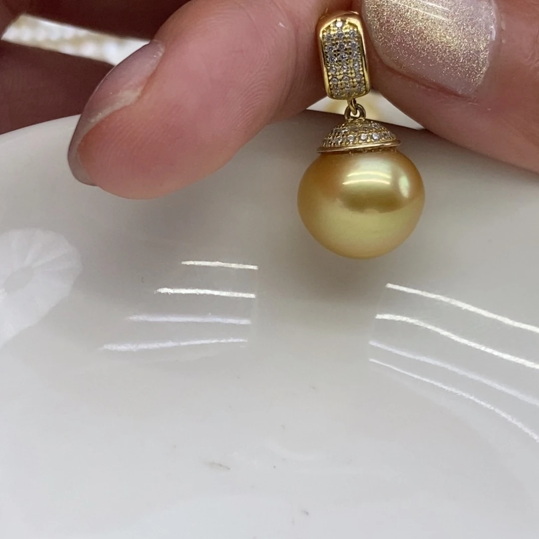 银S925镶嵌海水珍珠吊坠(不含链)