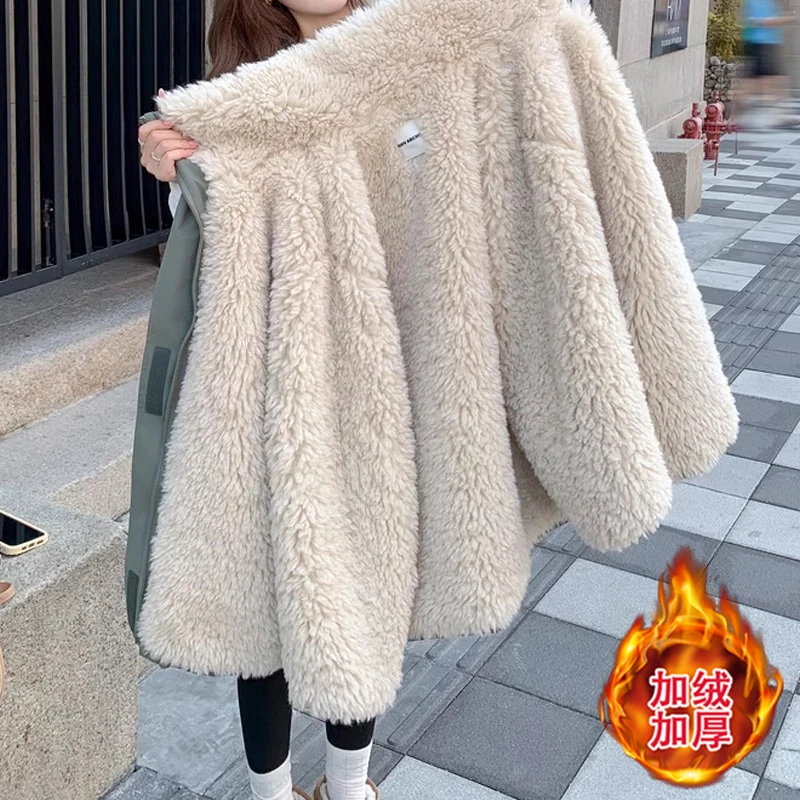 加绒加厚棉服女款冬季2025新款韩系棉袄夹棉棉服外套工装派克服