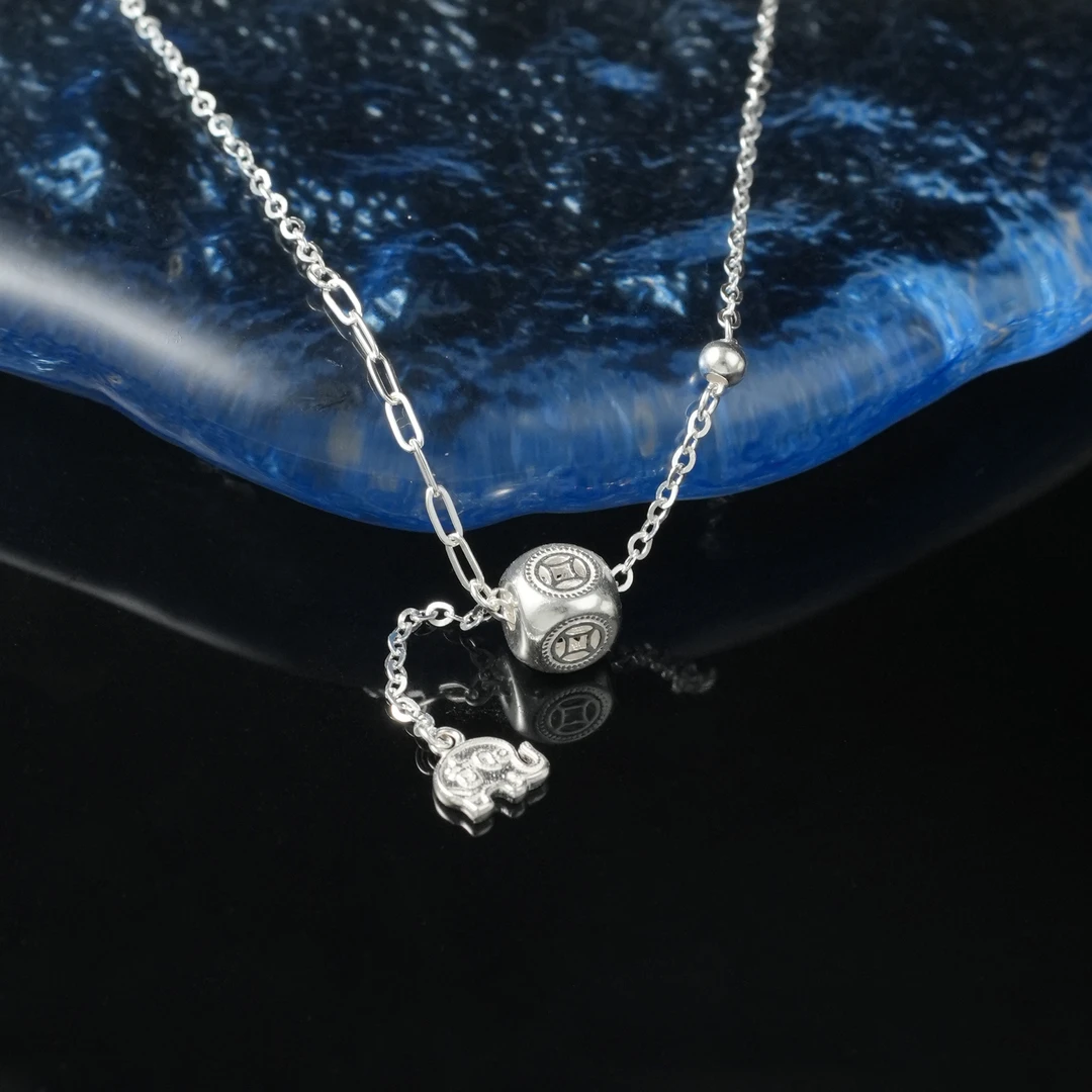 坠链均足银 【骰子套链】黔喜银饰手工气质简约精致