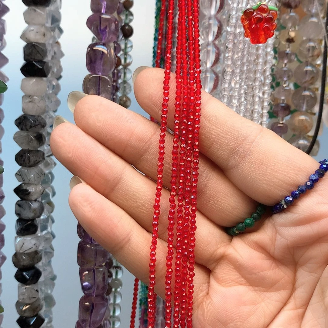 玛瑙/玉髓合金珠宝半成品红尖晶卡2发3条