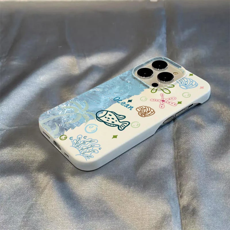 彩色绘画海洋半包软适用苹果16/15promax手机壳iphone14/12/11/13