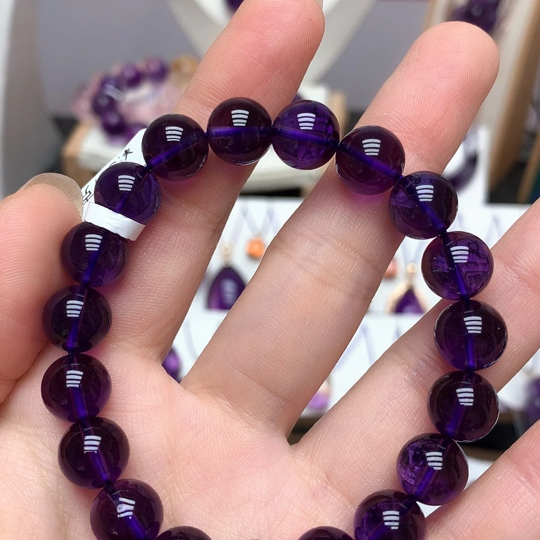 岚***岚紫晶珠宝半成品未镶嵌L10mm