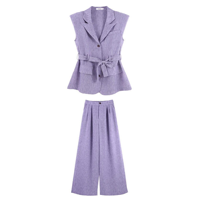 「佛林杂志」2025夏季亚麻透气无袖西装马甲阔腿裤套装SHBZC622245