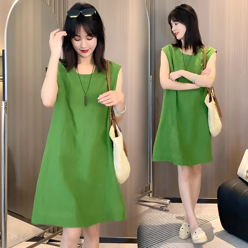 法式红色无袖连衣裙女夏季2025新款高级感夏季红色法式无袖连衣裙