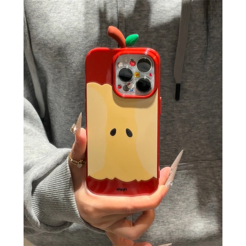 BANCA创意立体一颗苹果核适用iPhone1615手机壳苹果14闺蜜1312套