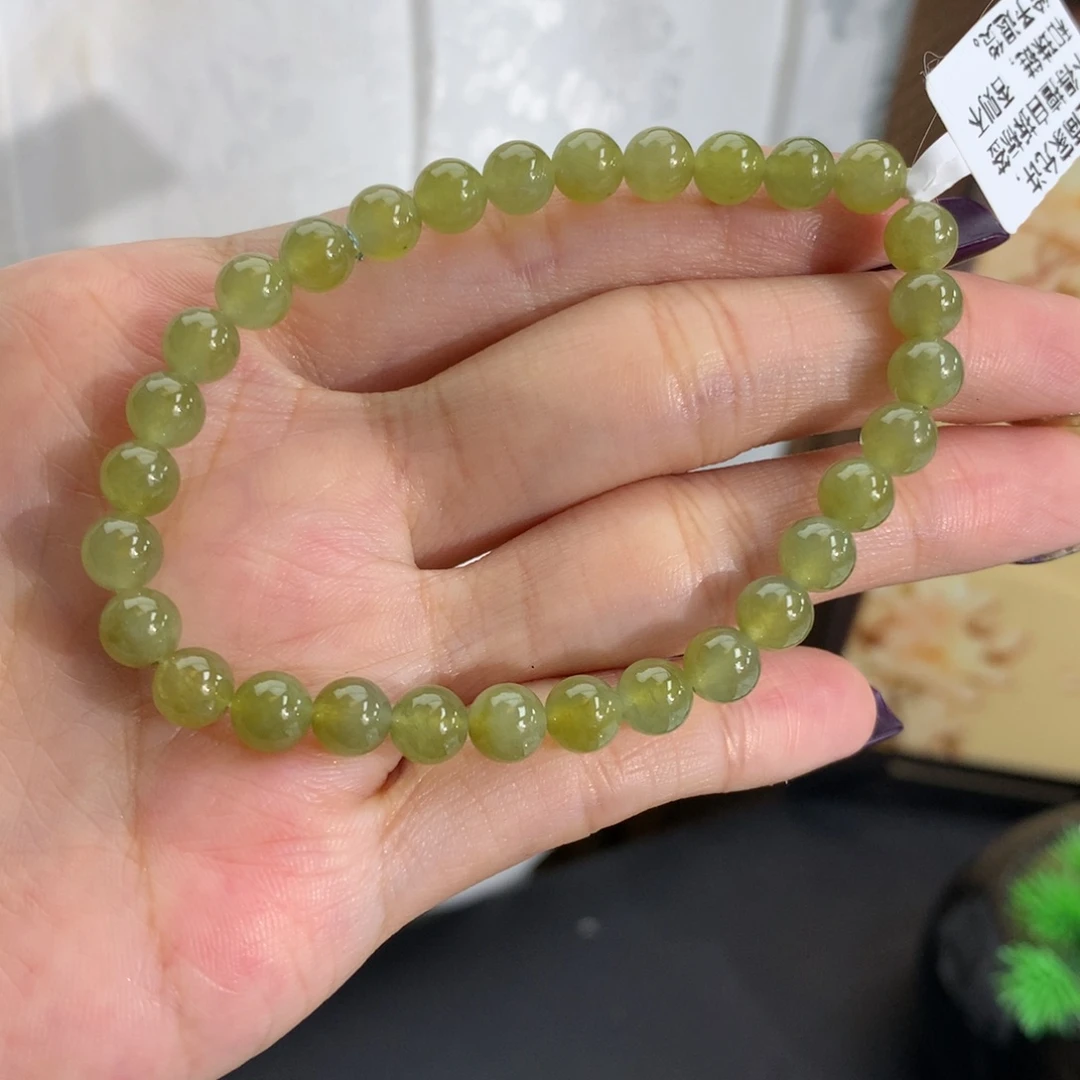 翡翠未镶嵌手串卡5.9冰胶茶黄手串