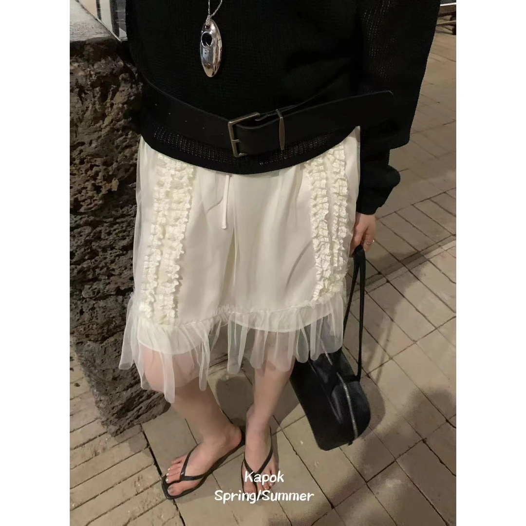 25103#KAPOK#设计款！拼接网纱橡筋半裙（福利）