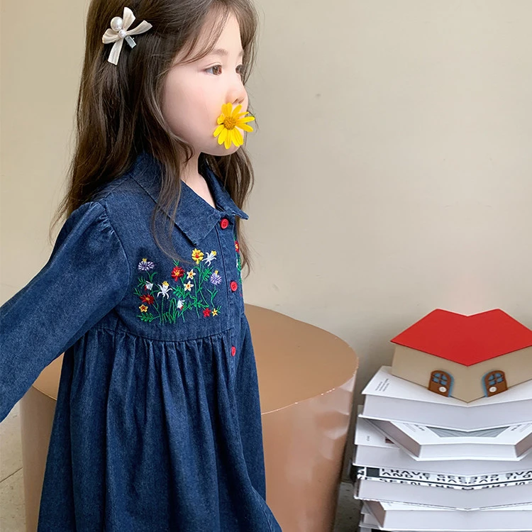 女童连衣裙春秋2025新款洋气儿童春季公主裙小童春装女孩牛仔裙子