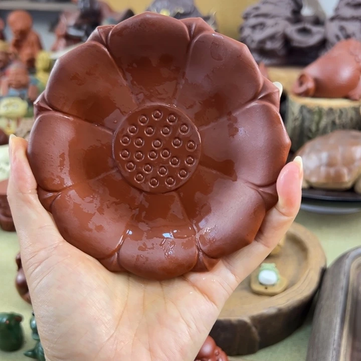 紫砂茶宠紫砂荷叶底座