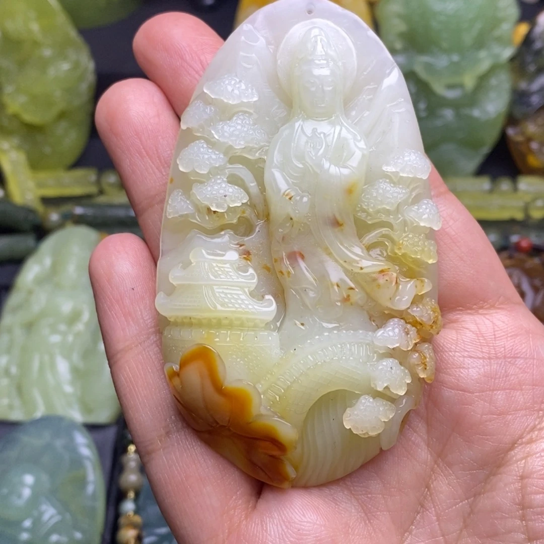 蛇纹石玉颈饰未镶嵌红****