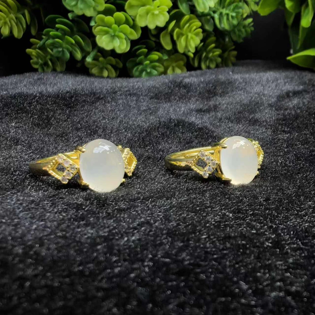 ST7394【福嘟嘟】比利时 玄白冰玉玛瑙戒指-活口-多样性只发一件