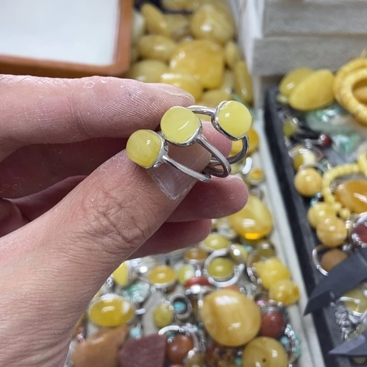 银S925镶嵌蜜蜡裸石多样性发货其一