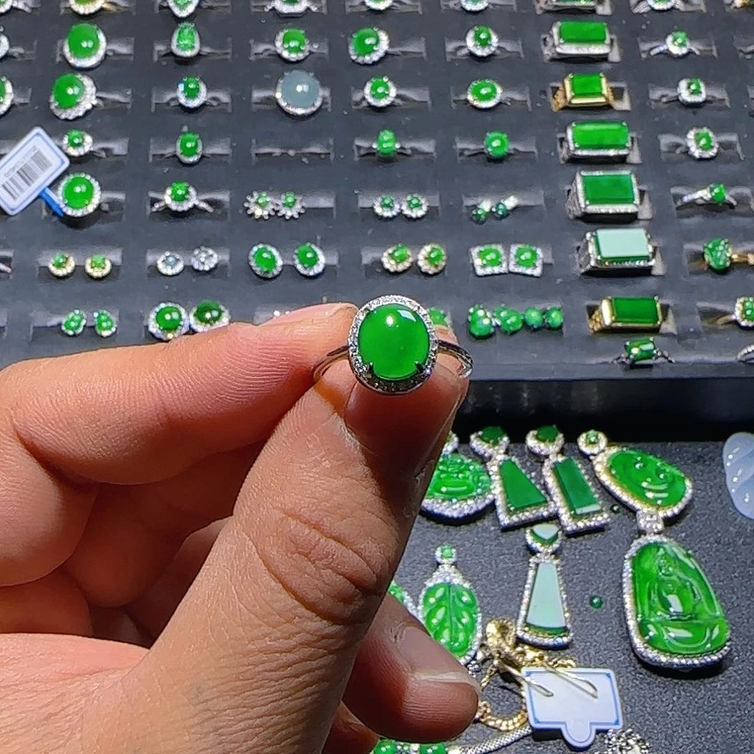 翡翠银S925镶嵌戒指