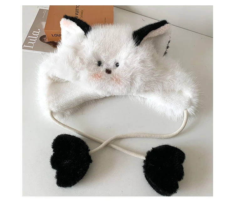 可爱腮红小狗帽子女雷锋帽男冬季软糯骑行保暖护耳防冻头套毛绒帽