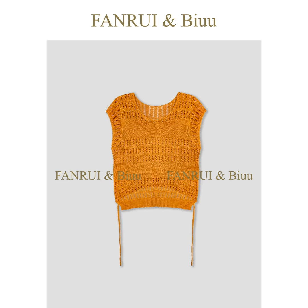FANRUI/泛芮「栀夏织约」洋气高级感无袖针织别致独特小上衣B17227