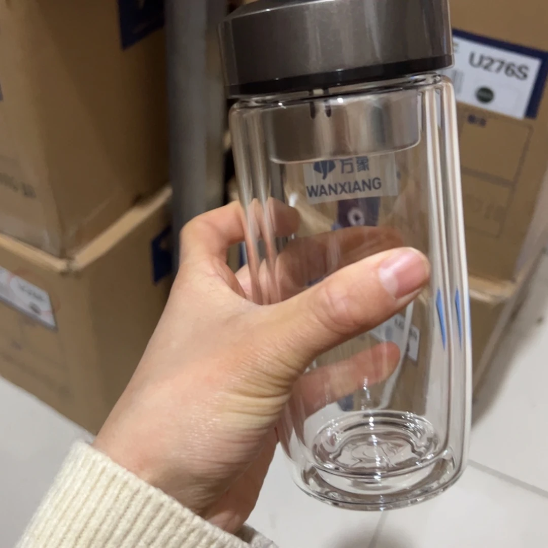 万象V406双层玻璃杯360杯套除垢剂