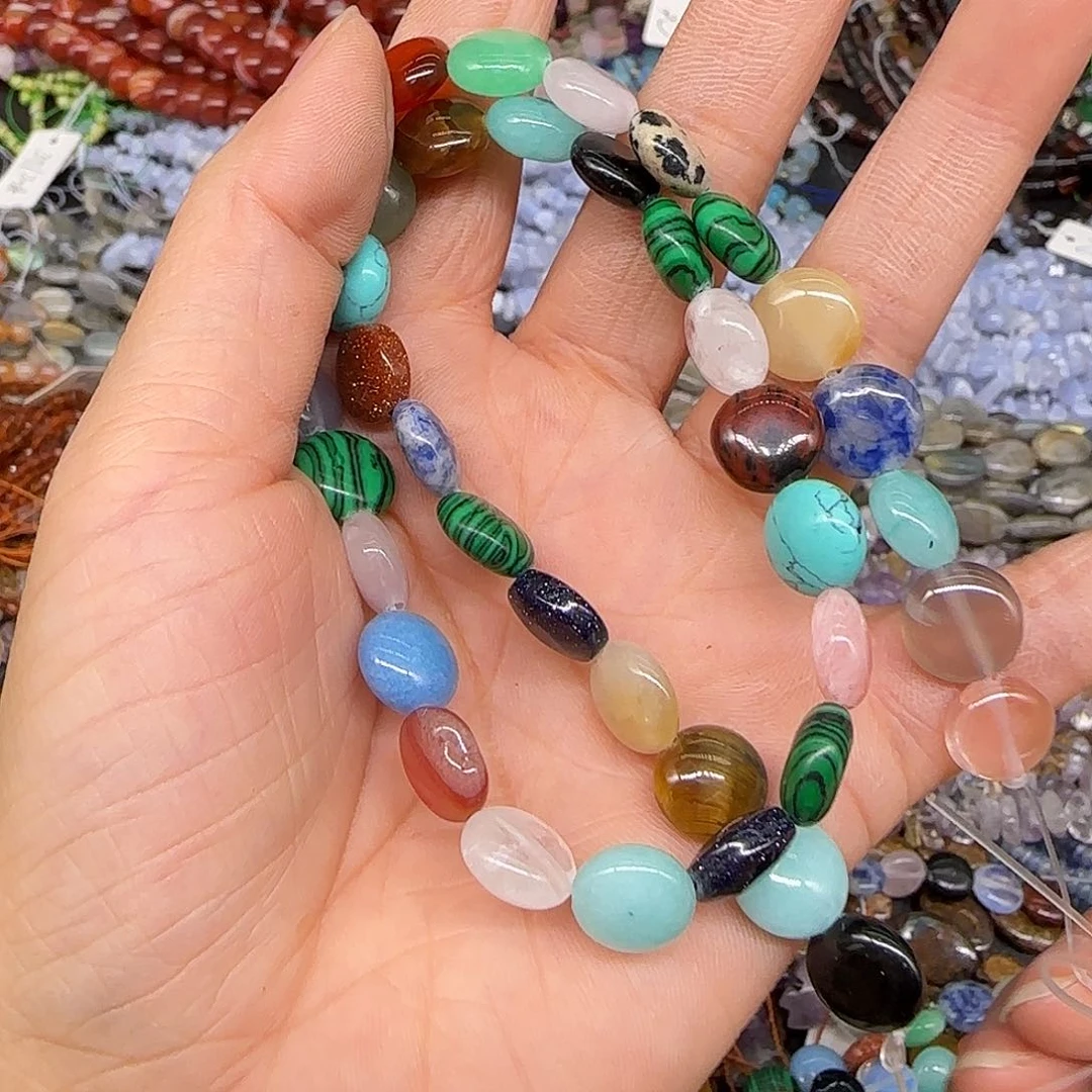 玛瑙/玉髓合金珠宝半成品多宝圆饼10mm一条