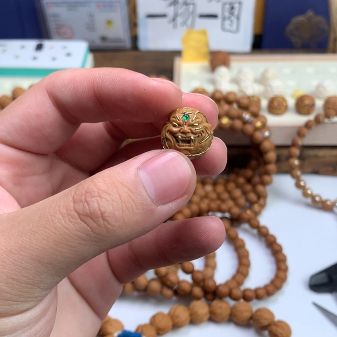 手串猴头核桃铜虎王单籽全品！