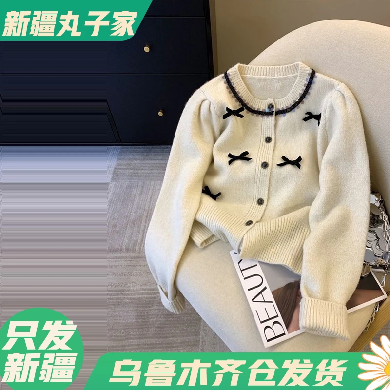 【白胡蝶结】时尚冬季针织网红毛衫