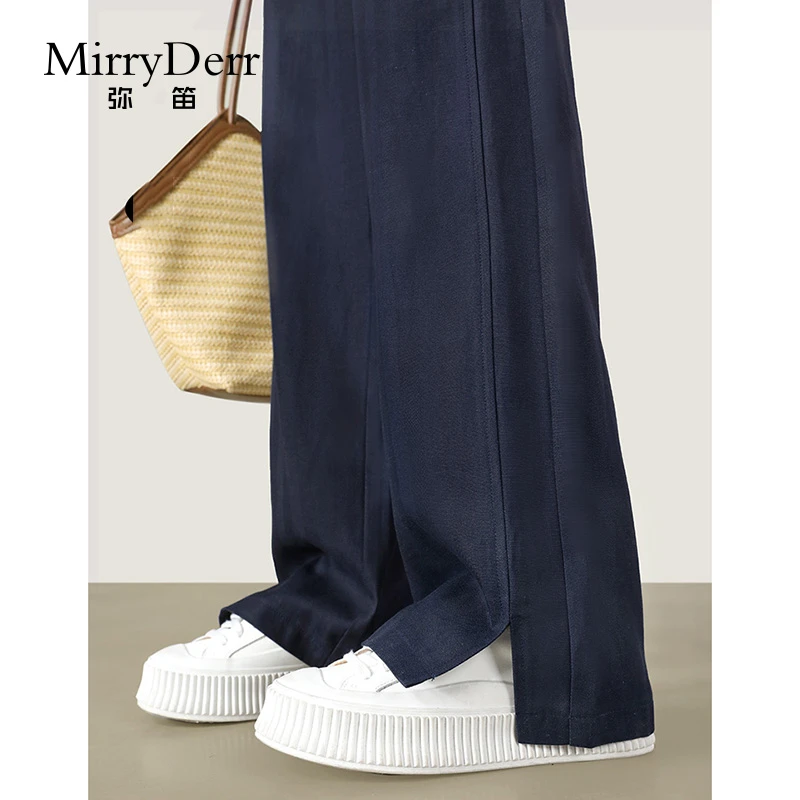 MirryDerr/弥笛垂顺舒适天丝阔腿裤女2025夏季新款高腰显瘦直筒裤