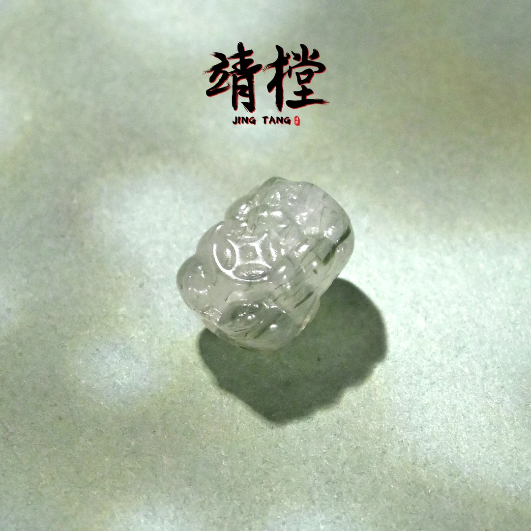 7.5MM绿发晶雕刻吞金兽貔貅配饰文玩手串配珠腰珠顶珠单珠散珠子