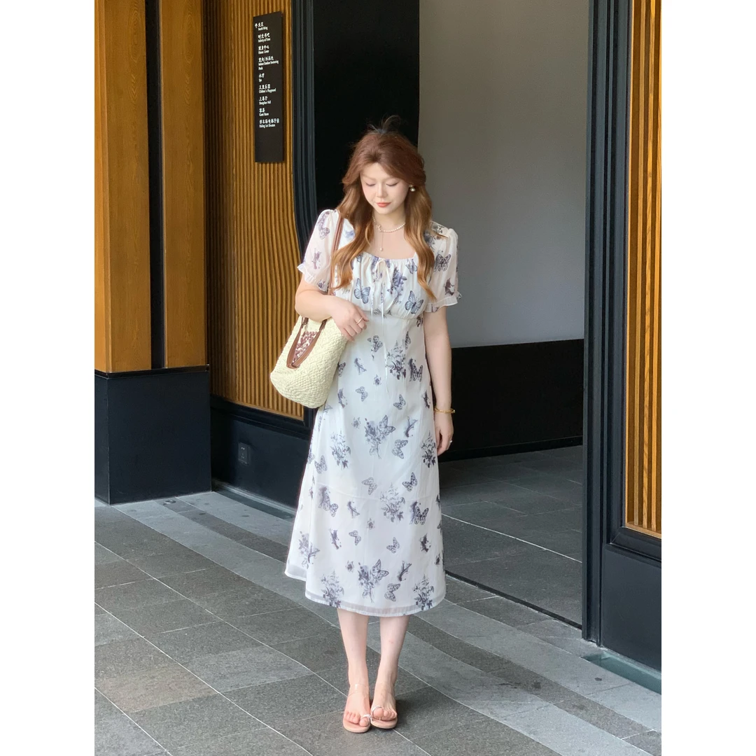 楠序樱桃微胖女装2025夏季国风新中式连衣裙显瘦气质长裙DD10627