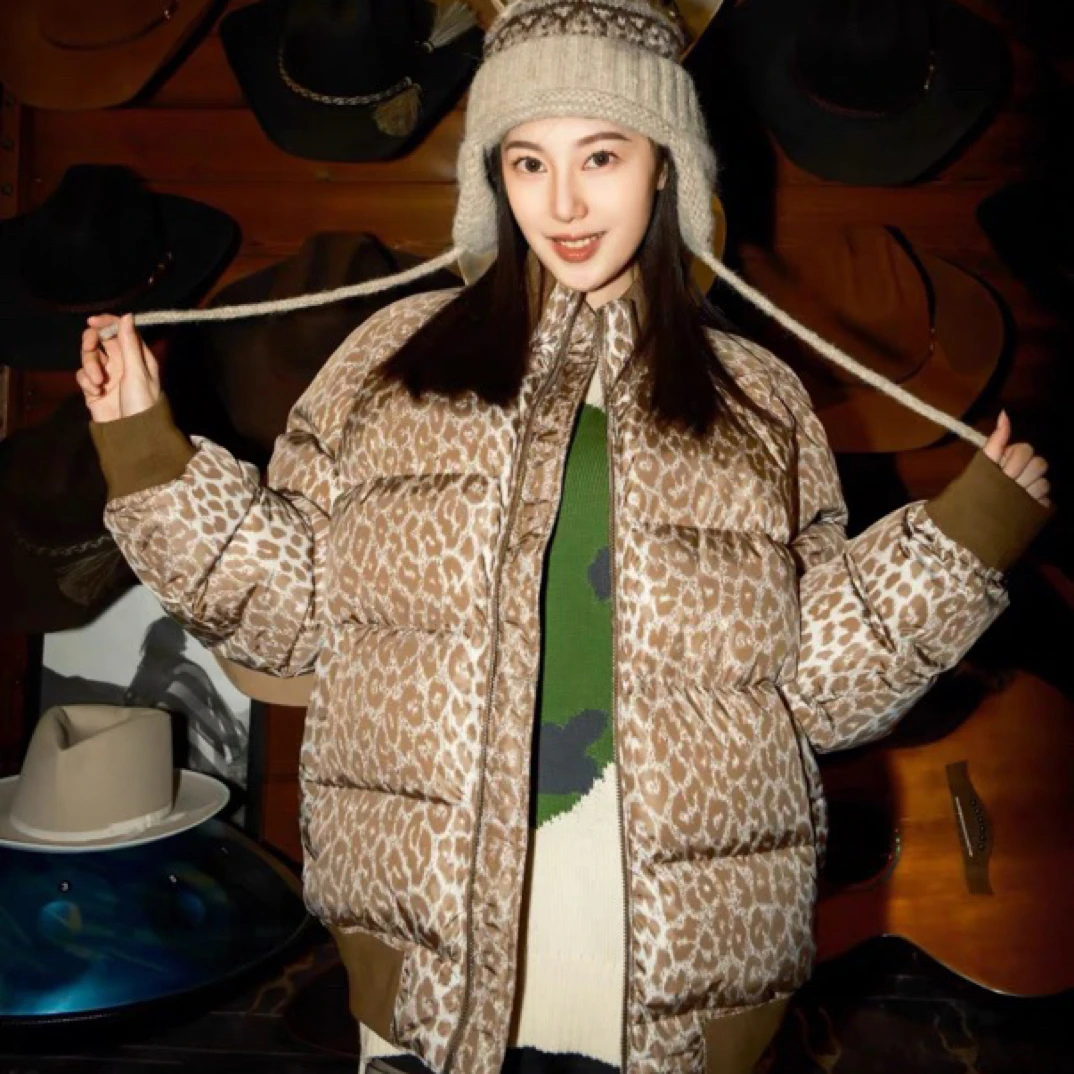 95新 DIOR/迪奥 迪奥豹纹印花立领夹克羽绒服/BB10065