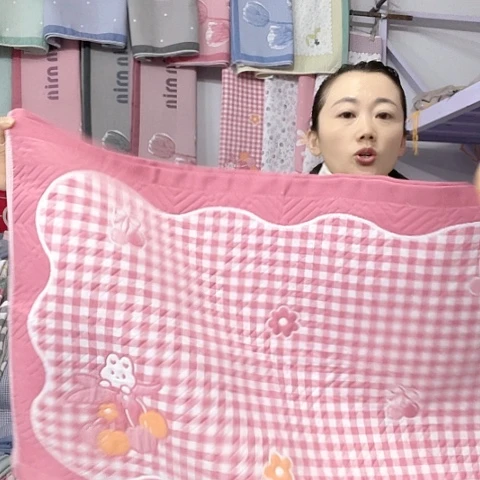 棉特价粉色小格子