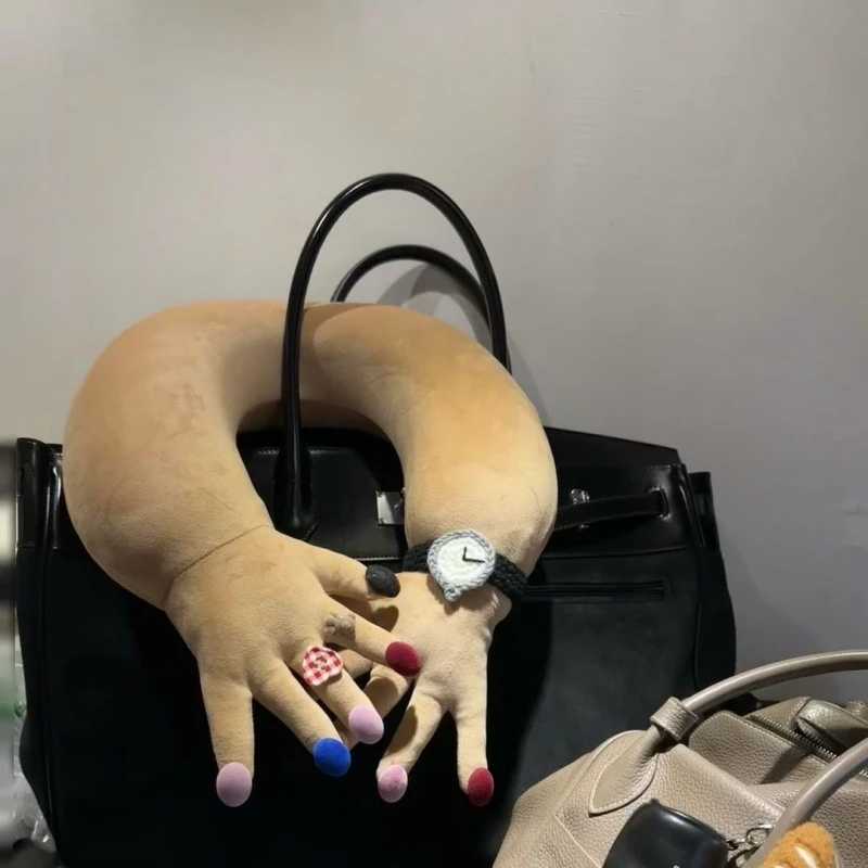 搞怪手指u型枕十指相扣五指颈枕玩偶ins风丑萌毛绒抱枕u形枕创意