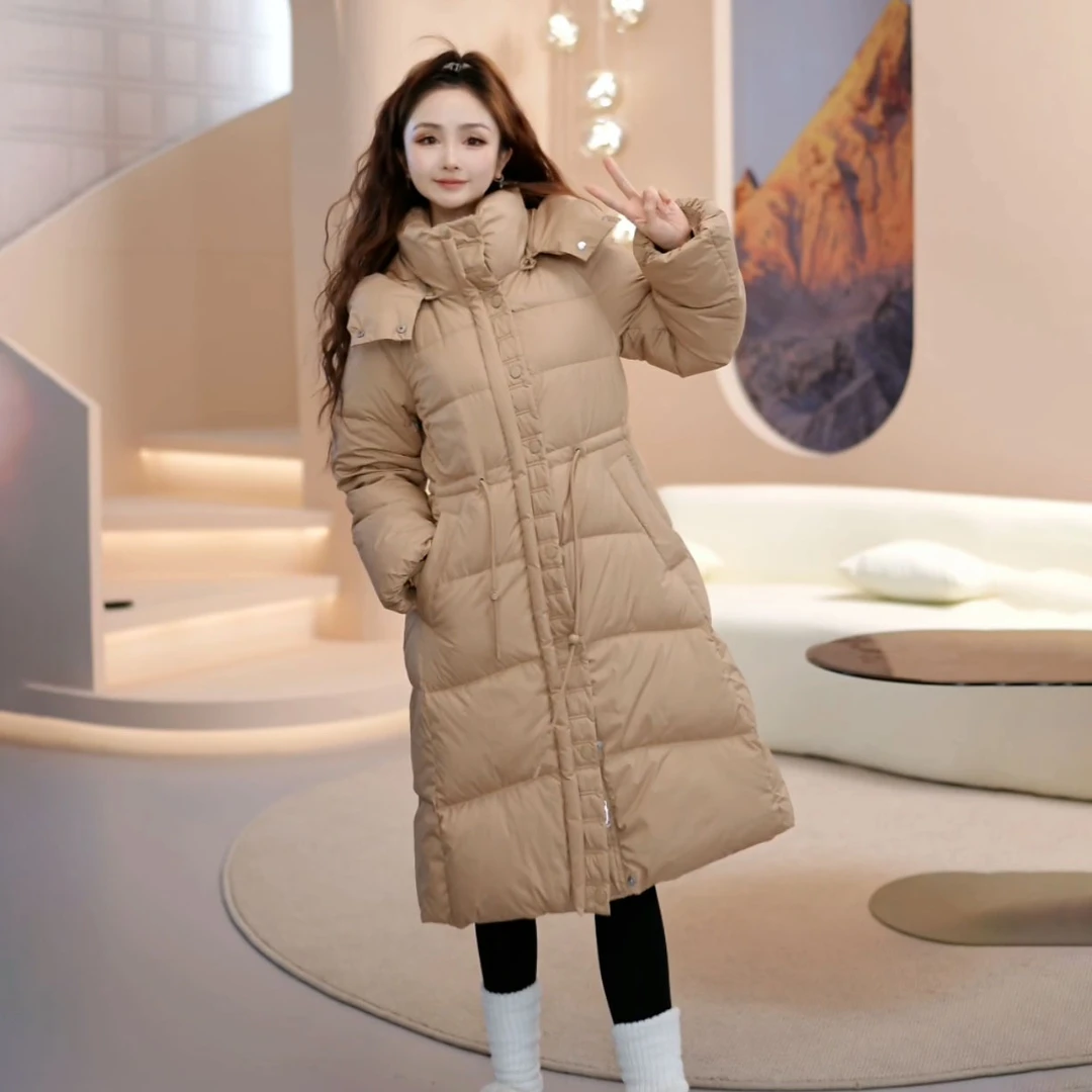 La Chapelle/拉夏贝尔白鸭绒羽绒服女宽松时尚收腰冬季保暖外套