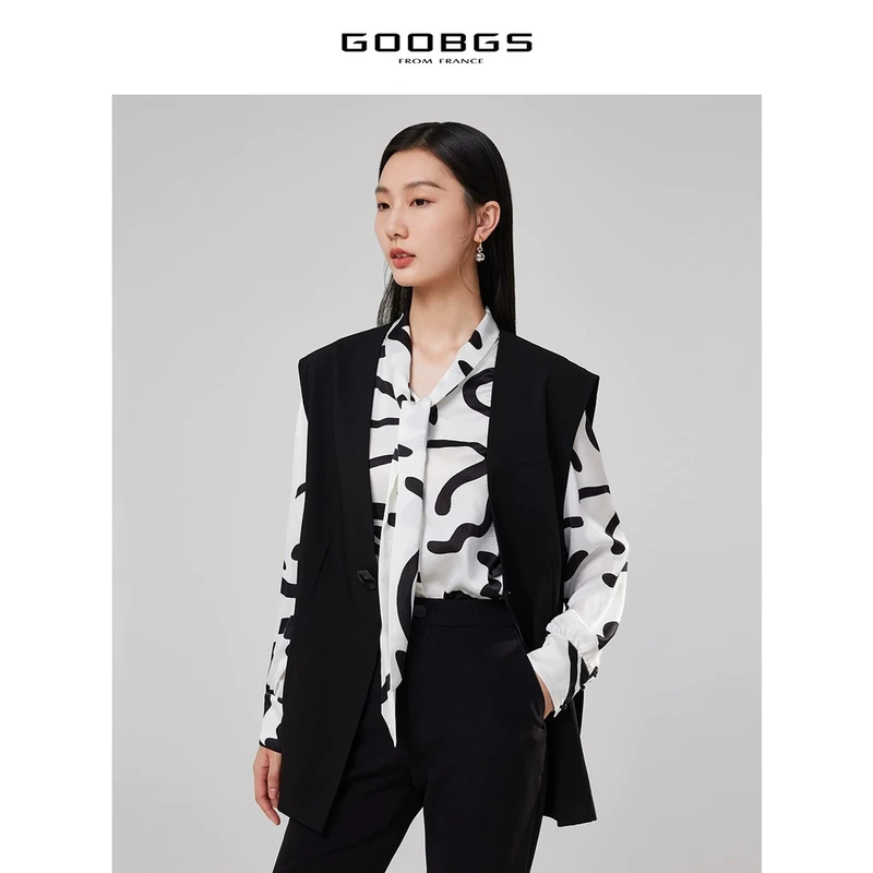 【谷邦L+ 】谷邦GOOBGS 黑色一粒扣宽松西装马甲 G3157745