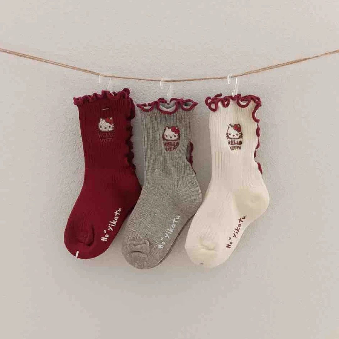 ykt8178-伊卡兔新年系列红色儿童袜