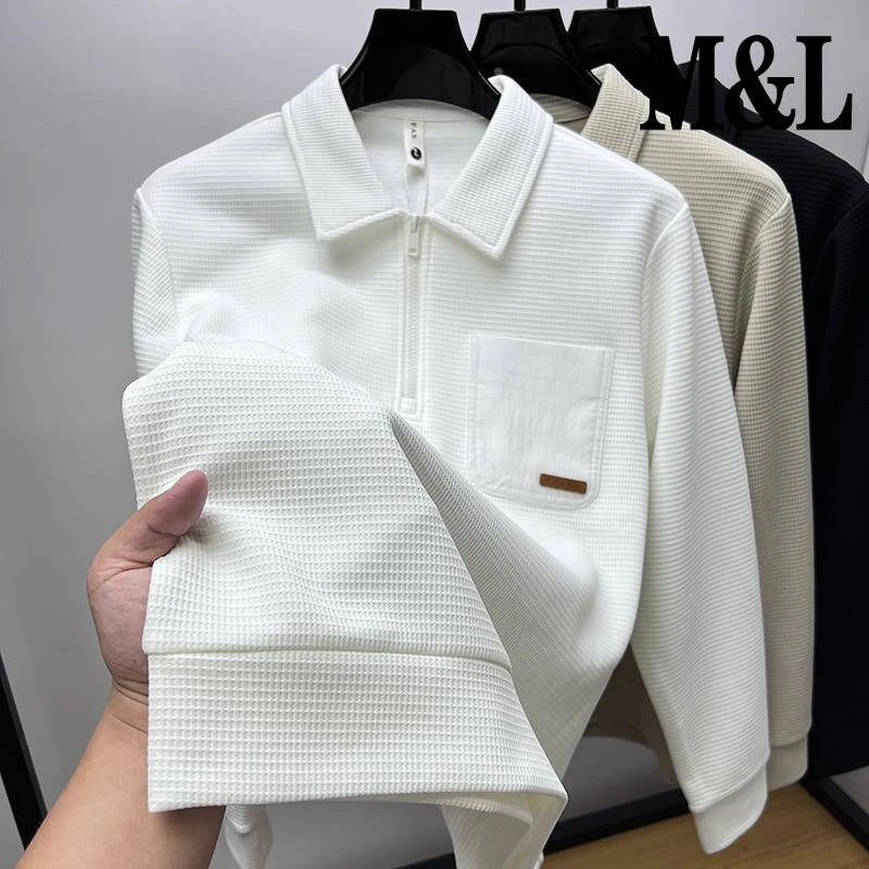 【澳门&专柜】半拉链白色卫衣男翻领春秋季潮牌口袋恤男士长袖衫