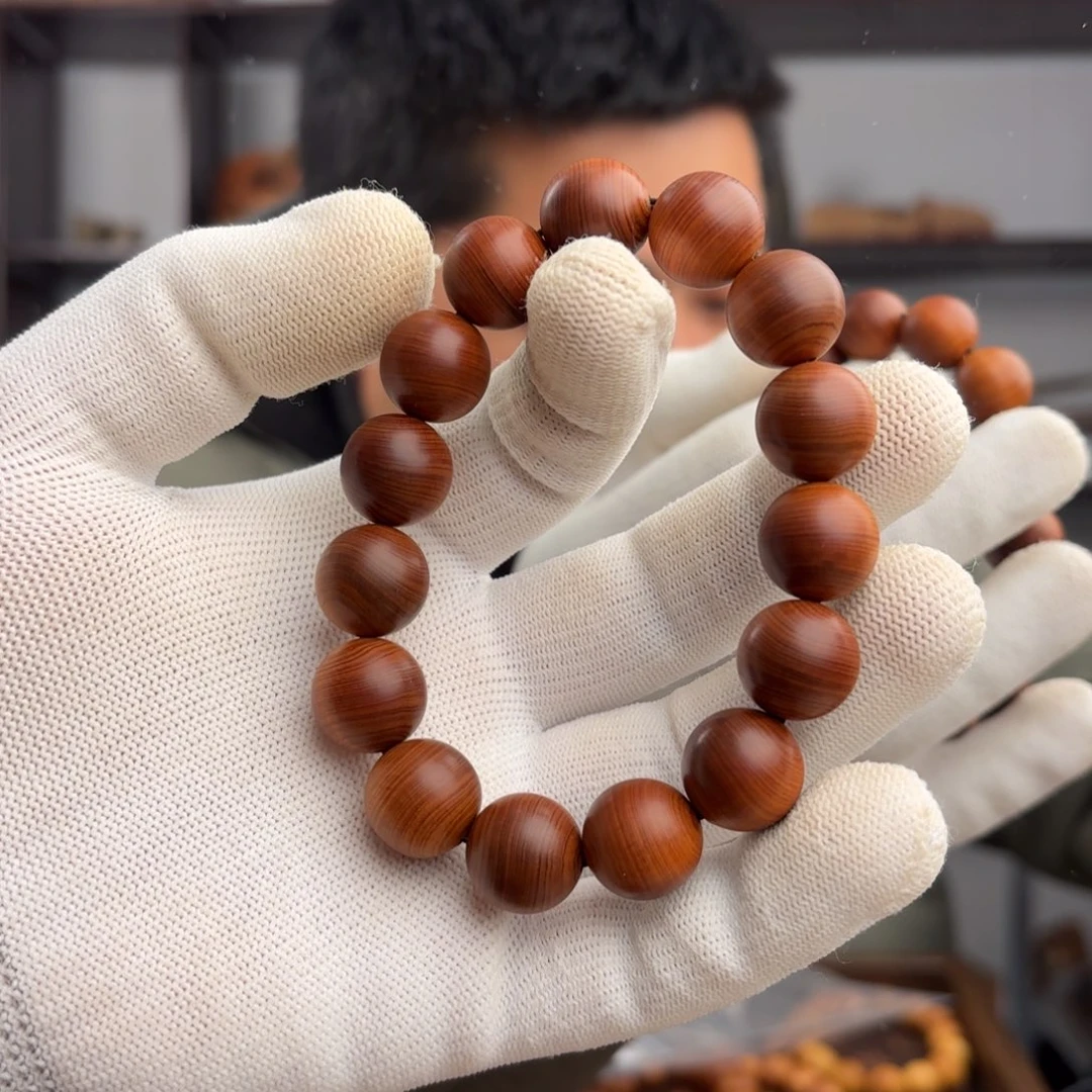 见***走柏木（崖柏）手串/手链1.5干黑油蚕丝纹