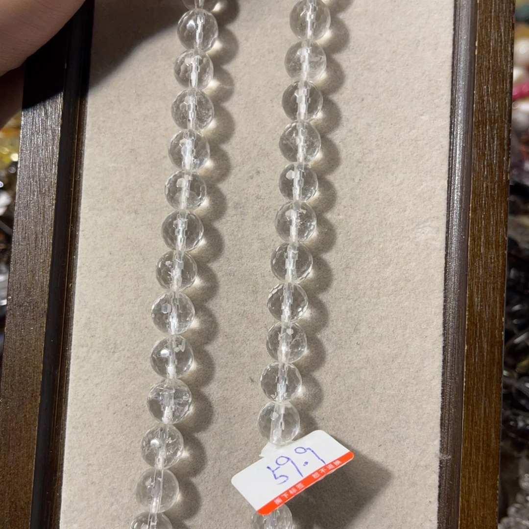 烟晶手链银S925镶嵌卡10切面白水晶