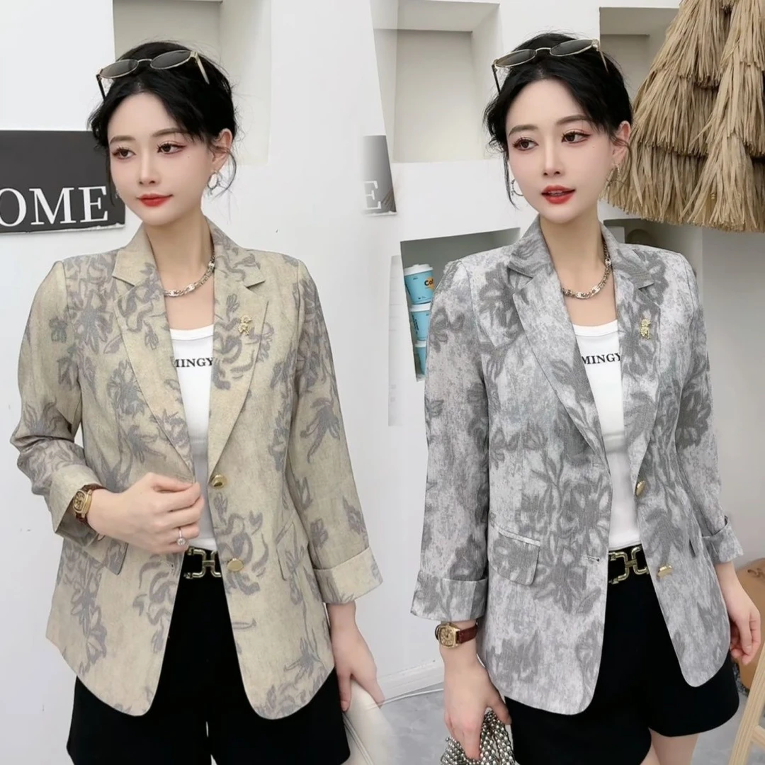 高级缇花精纺小外套夏季2025新款女休闲洋气薄款上衣西服6215/AR