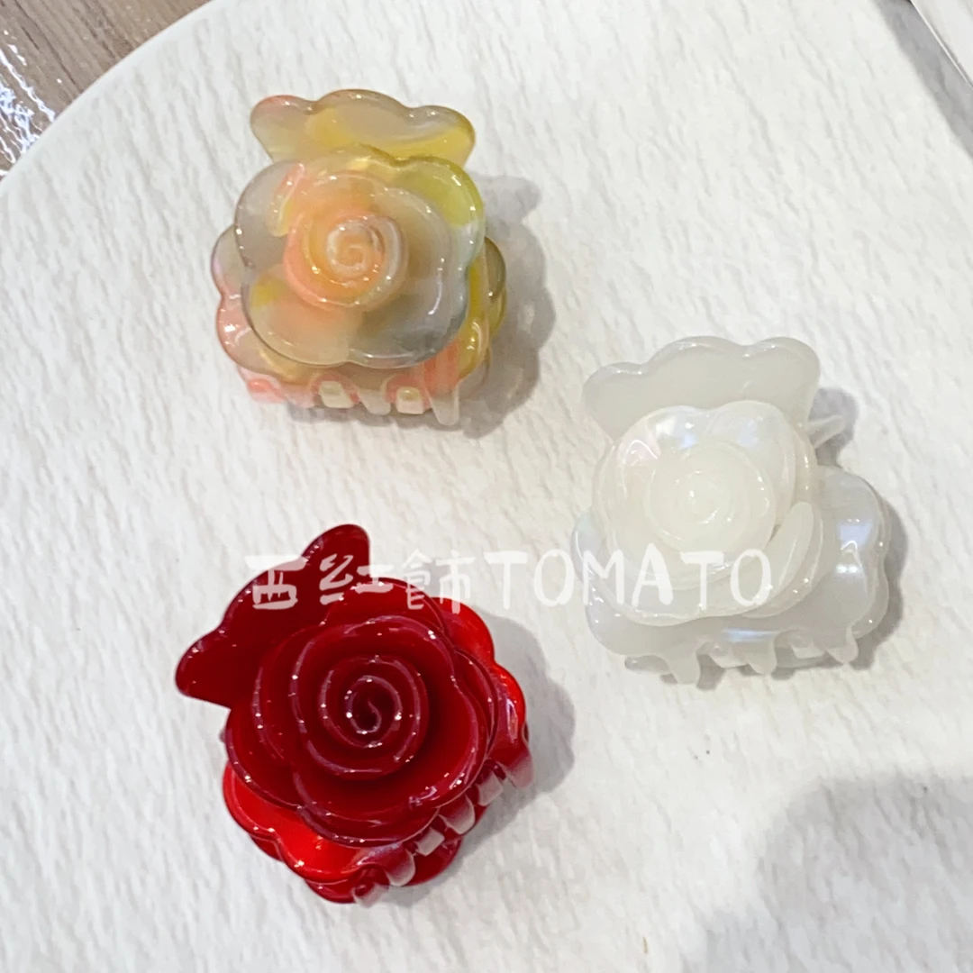 西红饰TOMATO醋酸立体玫瑰半抓040308
