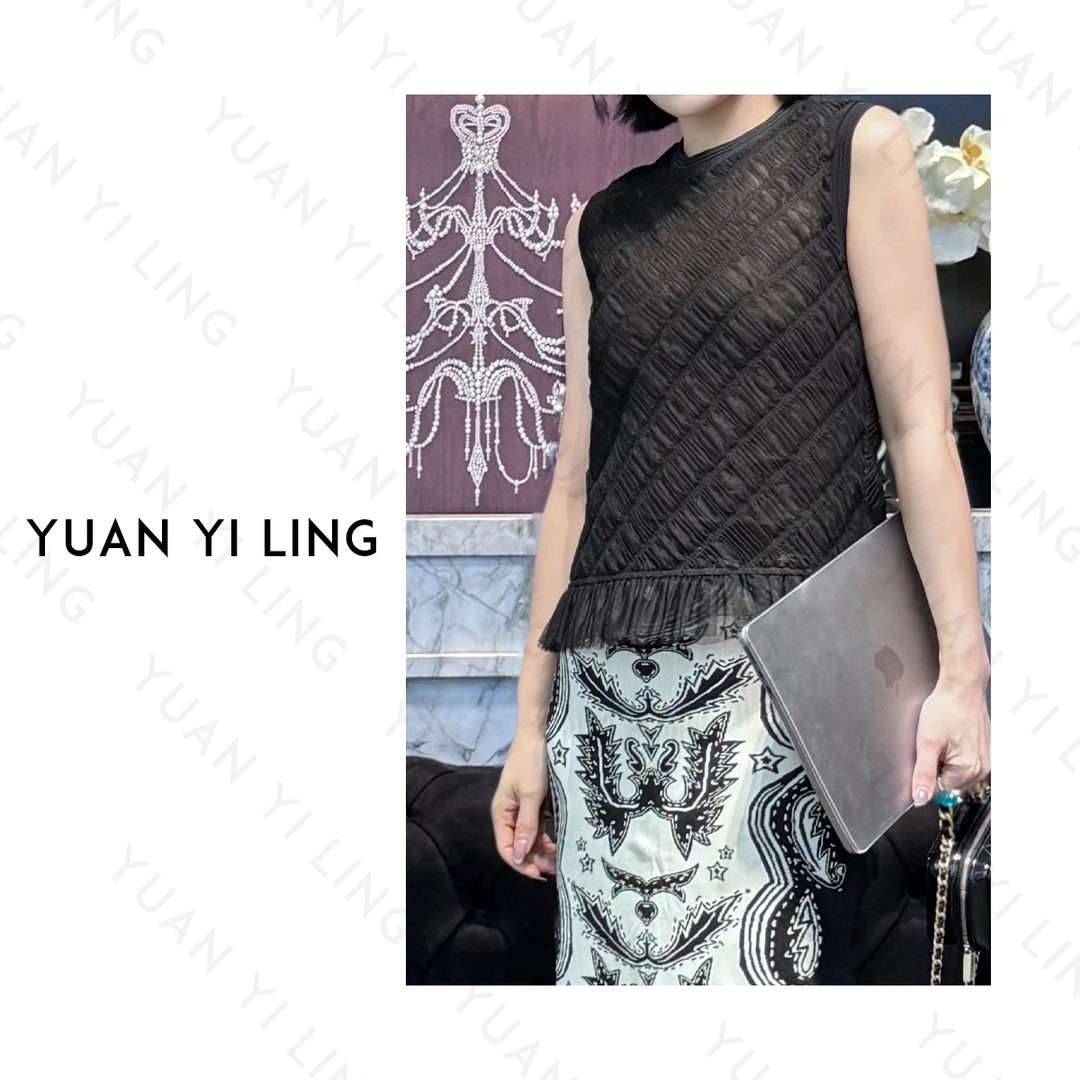 袁艺灵【艺术家】25春夏新款上新网纱气质优雅风显瘦女装无袖上衣