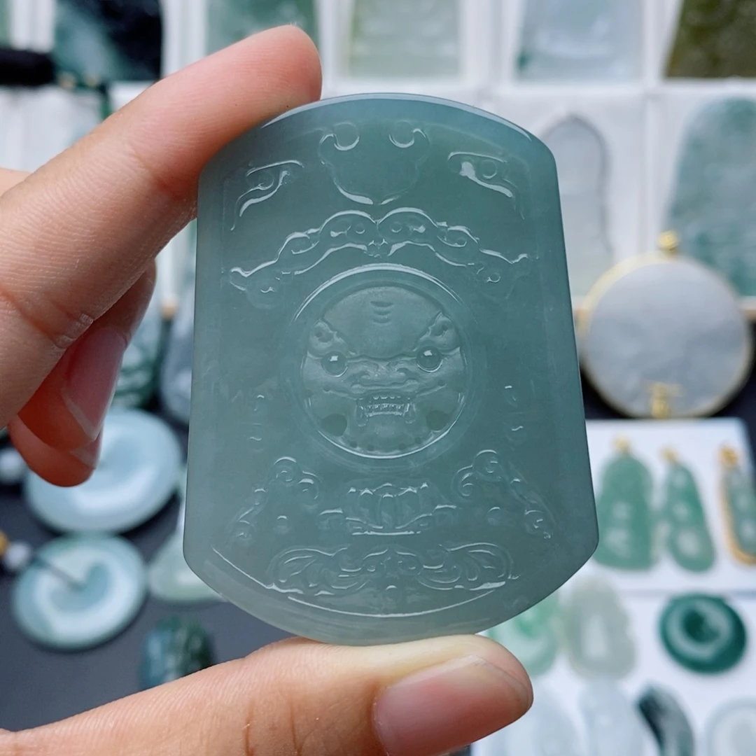 翡翠未镶嵌颈饰仿古无事牌