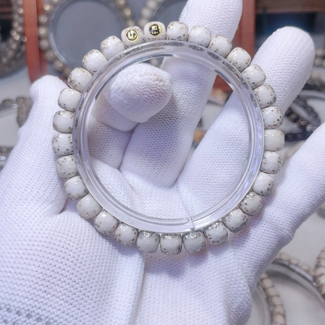 【闪购商品】星月菩提手串半壁留白石玉料骨瓷白毕业河豚龙鳞