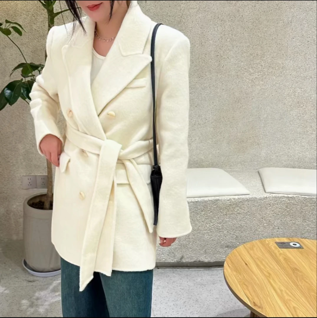 【薇哥内部自营】F3032双面羊毛大衣女短款西装领秋冬新款毛呢外套