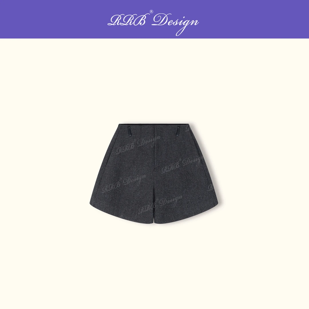 RRB Design 高腰显瘦百搭毛呢短裤靴子裤A字休闲阔腿裤