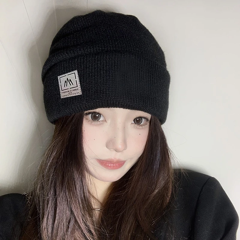 帽子女款冬季毛线帽百搭针织帽秋冬冷帽保暖冬天大头围洋气网红款
