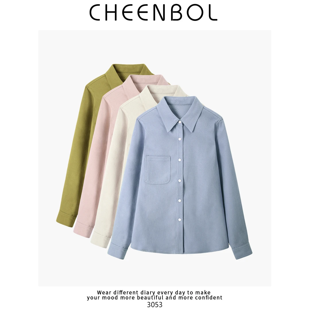 3053磨毛灯芯绒衬衫女秋冬内搭复古港风叠穿衬衣设计感小众加厚