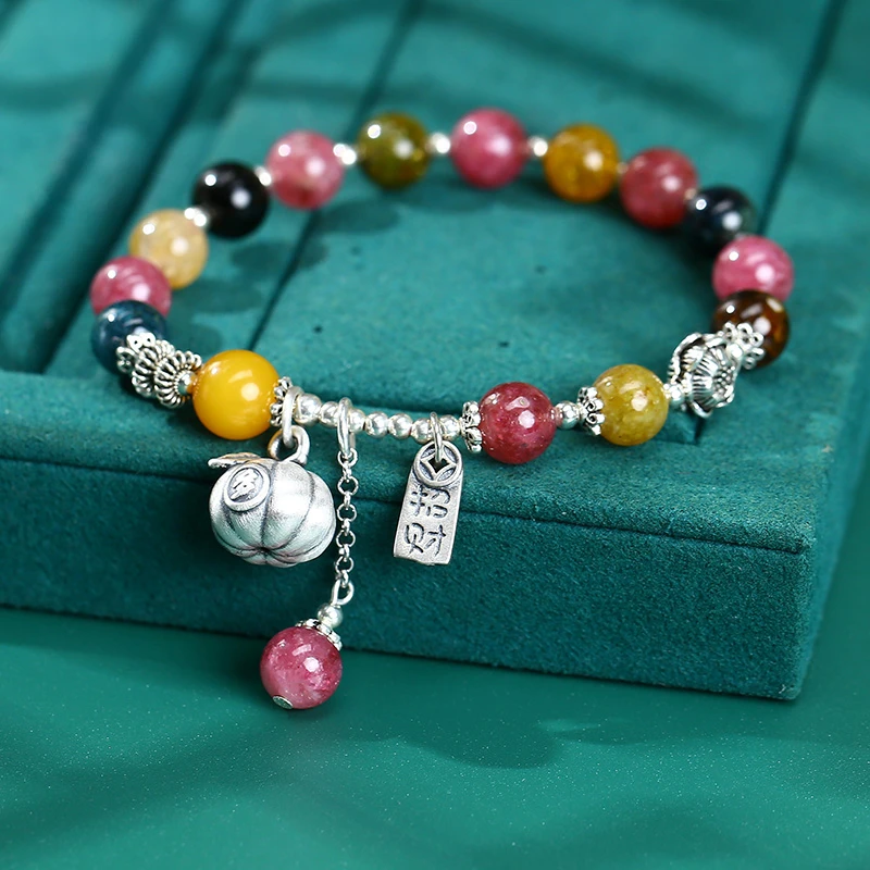 925银手链 彩虹南瓜多福手串 0035057