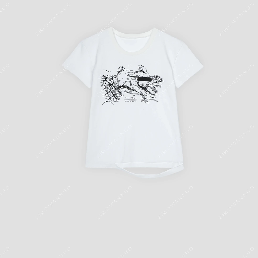 丨 jisoo同款mm'6 25春夏美式复古兔子短袖T恤NC0533