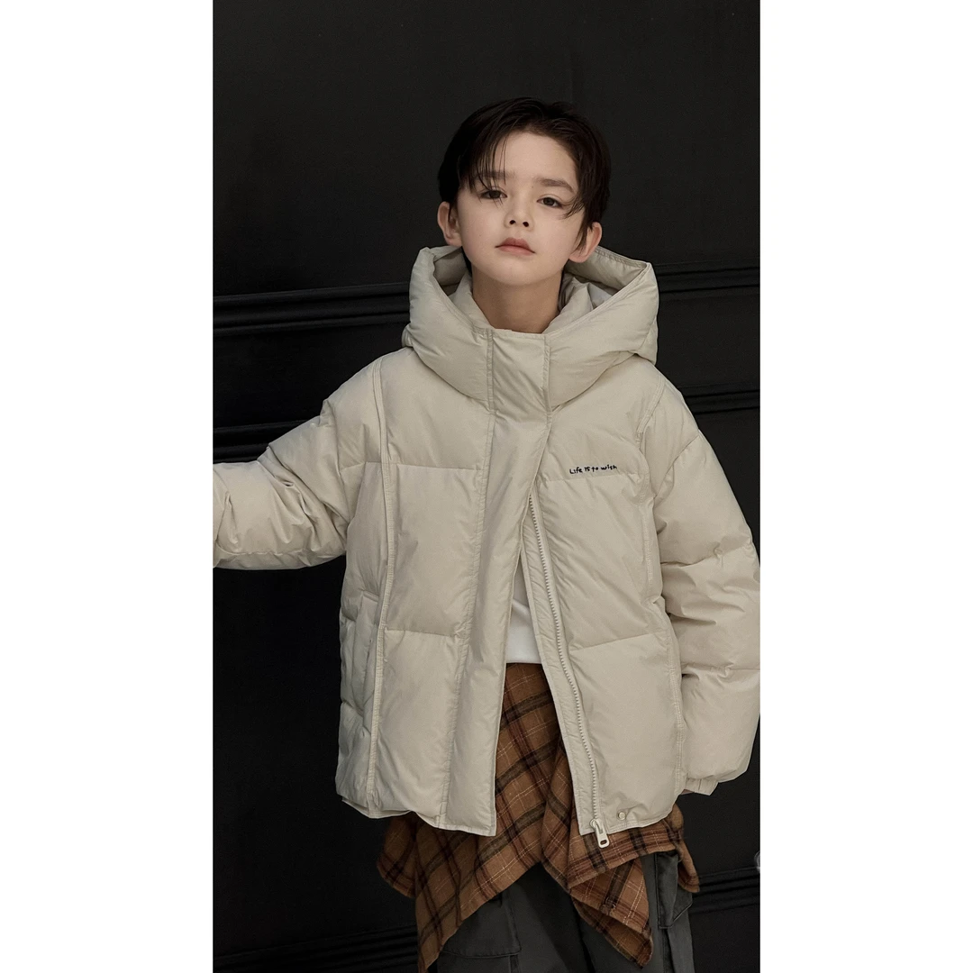 【呦奇】2025儿童羽绒服新款男女加厚款中大童连帽保暖外套U226133